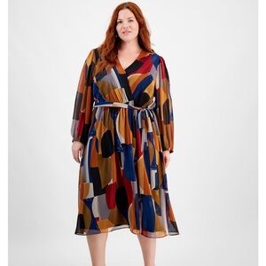 Robbie Bee Colorful Geometric Midi Dress